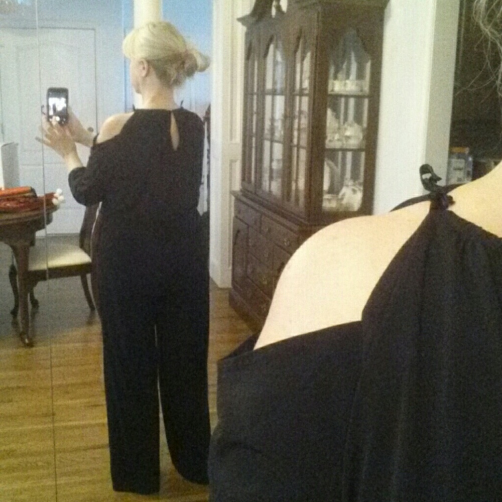 Cold shoulder black jumpsuit